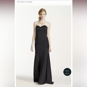 David’s Bridal Long Strapless Stretch Black Evening Gown Prom Dress Bridesmaids